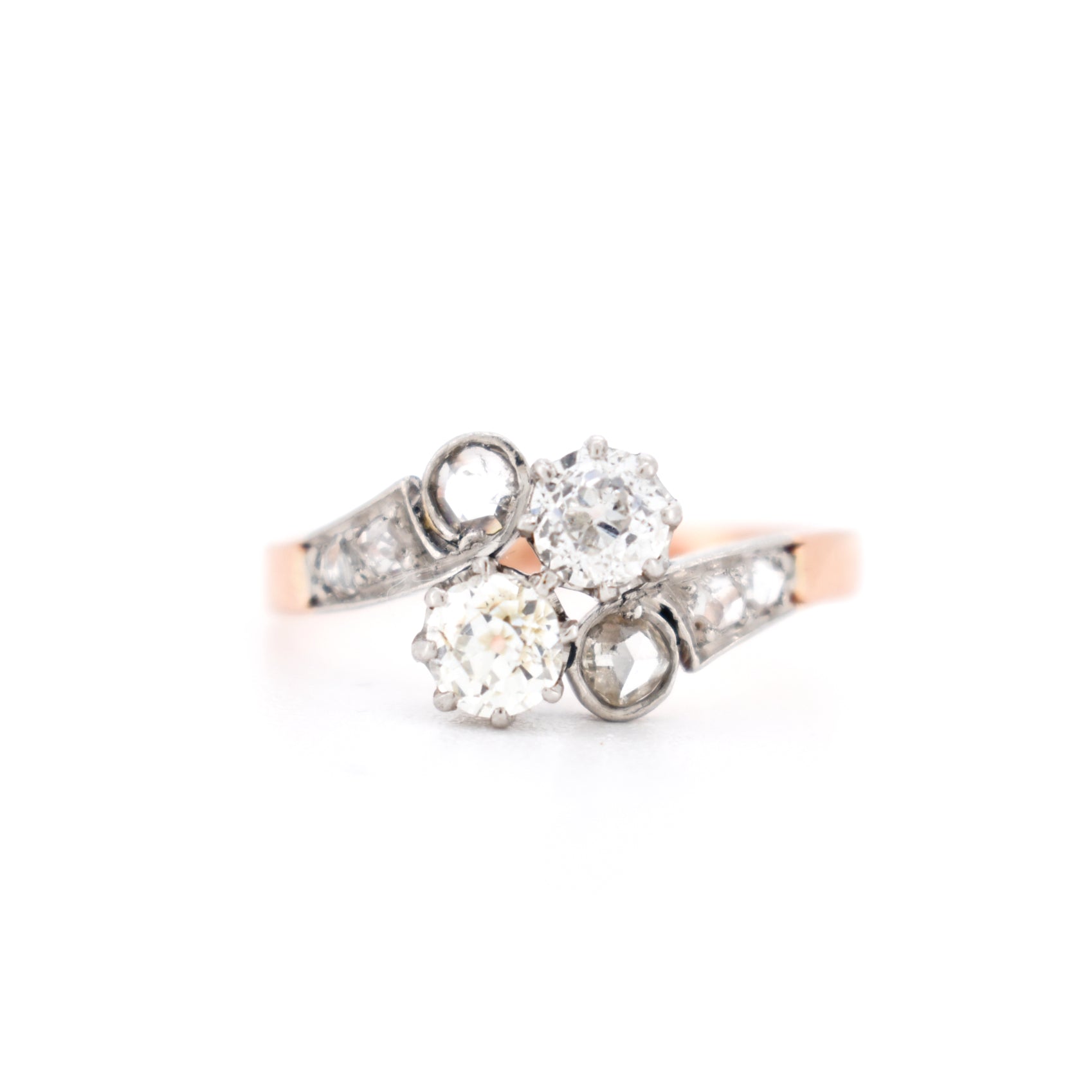 bague toi et moi belle époque or diamants, face